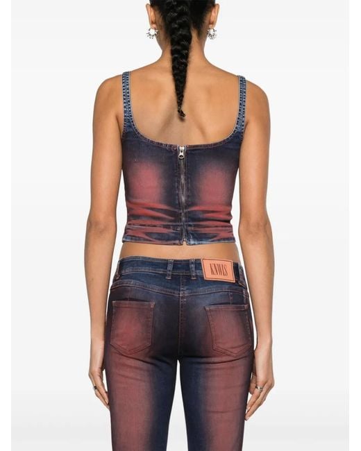 KNWLS Blue Harley Denim Crop Top