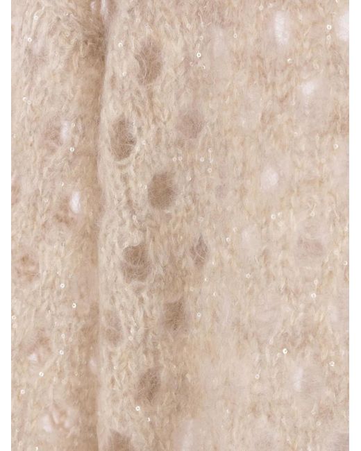 Brunello Cucinelli Natural Pullover mit Pailletten