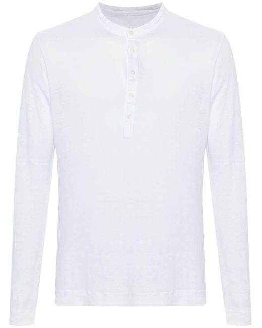 120% Lino White Fine-knit Linen T-shirt for men
