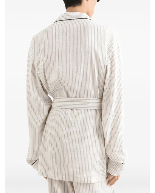 Dolce & Gabbana White Linen-Silk Vanity Robe for men