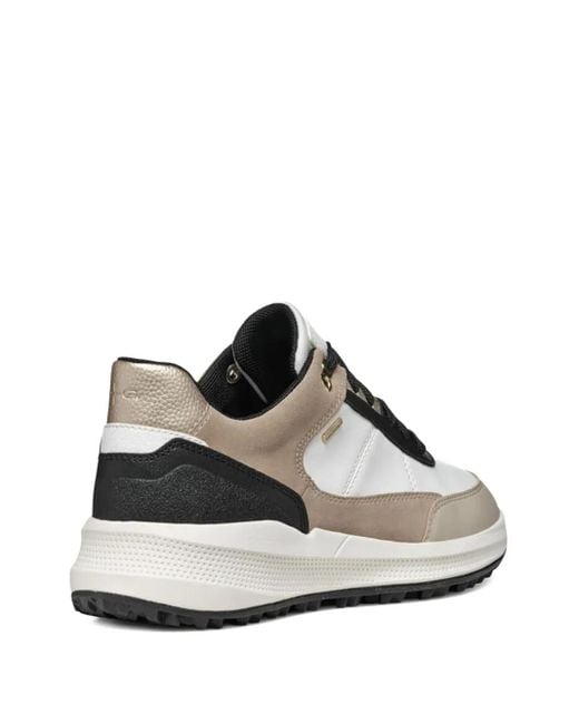 Geox White Leather Panelled Sneakers