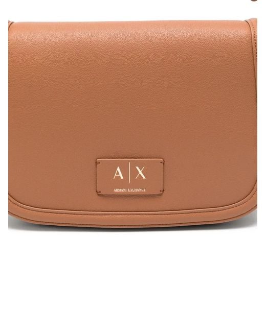 ARMANI EXCHANGE Brown Logo-Patch Shoulder Bag