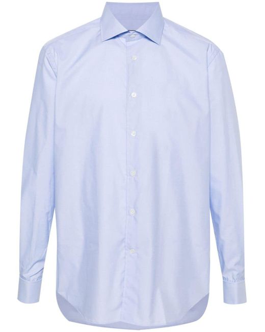 Corneliani Blue Classic-collar Cotton Shirt for men