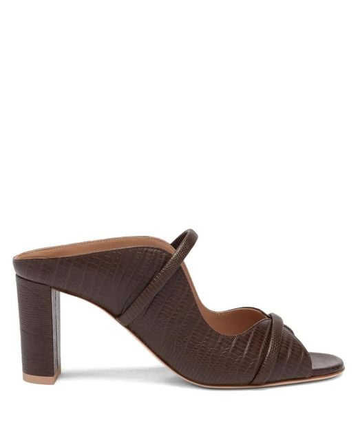 Malone Souliers Brown Norah 70 Embossed Leather Heeled Sandals
