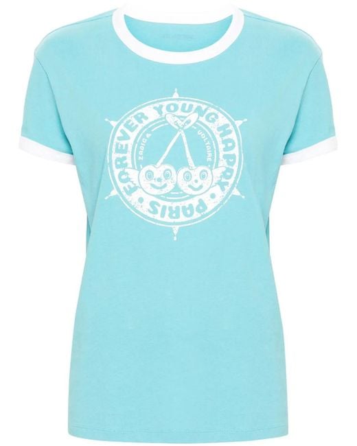 Zadig & Voltaire Blue Walk Insignia Cotton T-Shirt