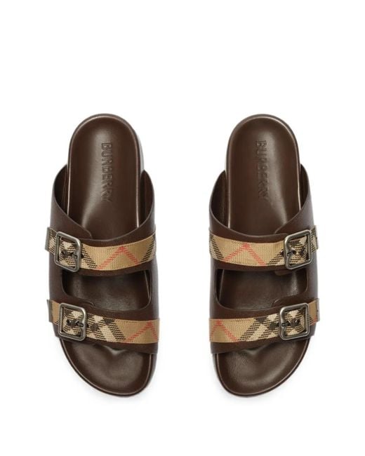 Burberry Brown Leather Urchin Sandals for men