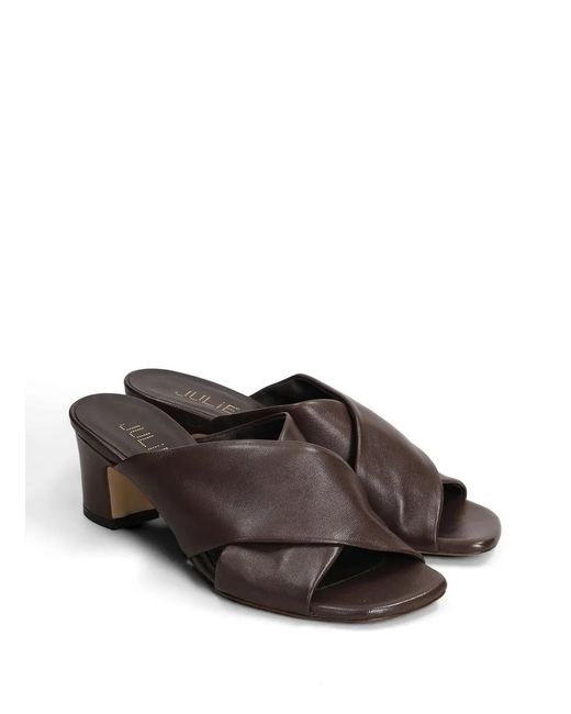 Julie Dee Brown Crossover-Strap Mules