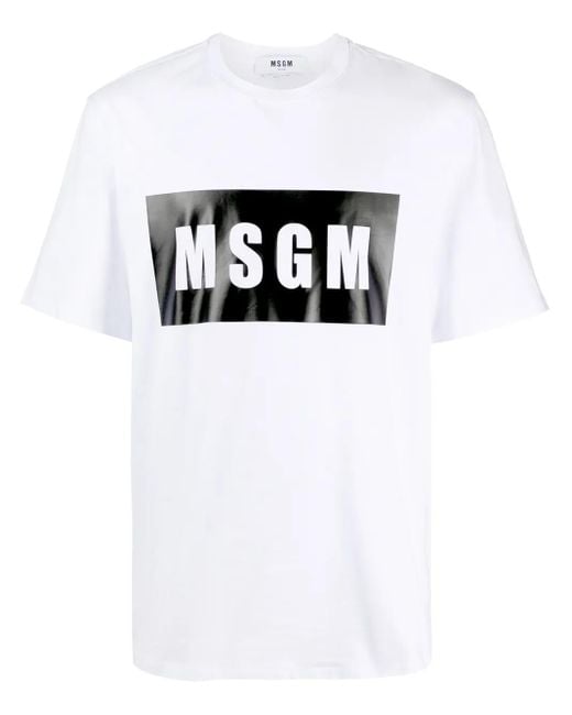 Camiseta con logo estampado MSGM de hombre de color White
