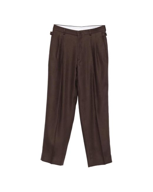 BE ABLE Brown Pleated Side-Adjuster Trousers for men