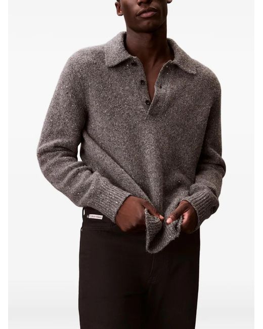 Calvin Klein Brown Polo-Collar Sweater for men
