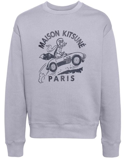 Maison Kitsuné Gray Racing Fox Cotton Sweatshirt for men