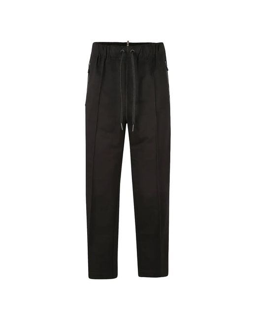 Moncler Black Drawstring Zip-Detail Cotton Trousers for men