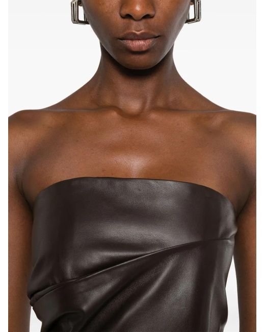 The Attico Black Strapless Draped Mini Dress