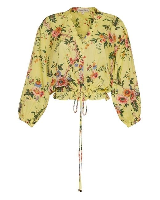 Cara Cara Perrin フローラル ドローストリングトップ Yellow