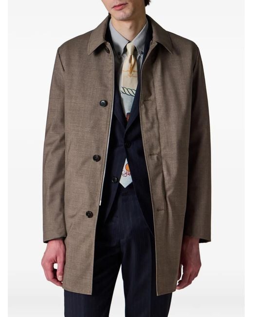 Paul Smith Brown Button Wool Coat for men