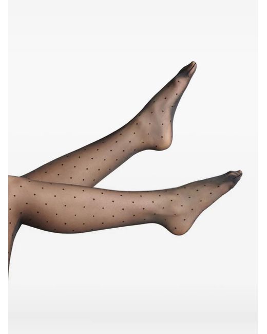 Maison Close Gray Plumetis Glossy Polka Dot Tights
