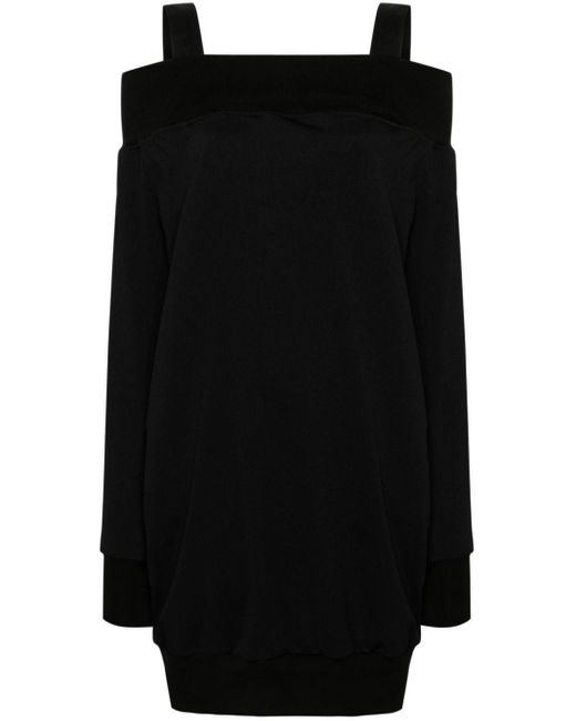Yohji Yamamoto Black Square-neck Cady Midi Dress