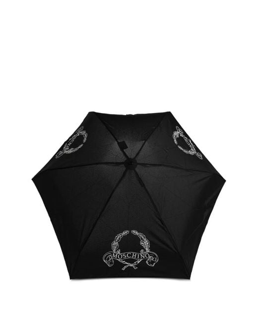 Moschino Black Logo-Print Folding Umbrella