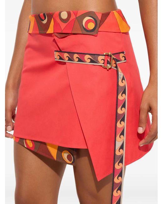 Emilio Pucci Red Cotton Wrap Skirt