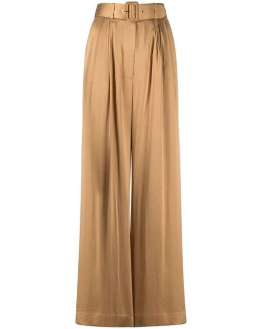 Zimmermann Natural Two Tuck Wide Leg Trousers