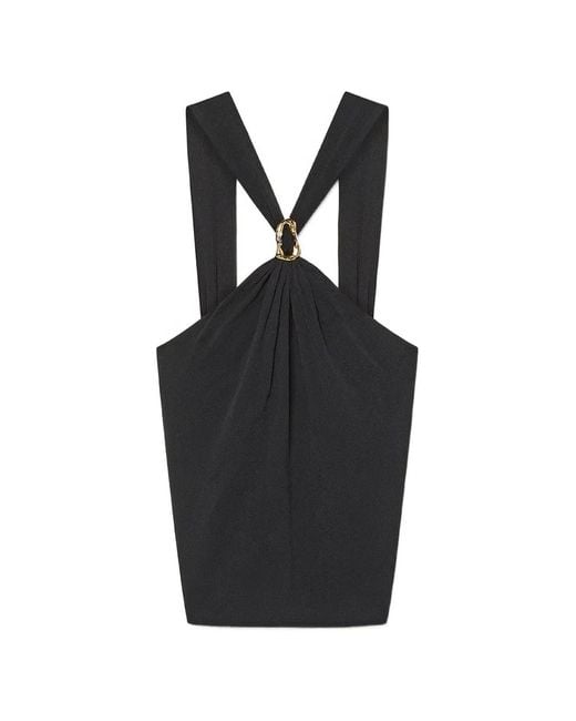 Forte_forte Black Buckle-Detail Crepe Top