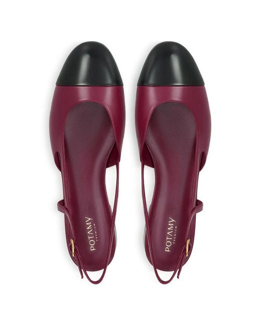 POTAMY Purple Cap-Toe Strap Ballet Flats