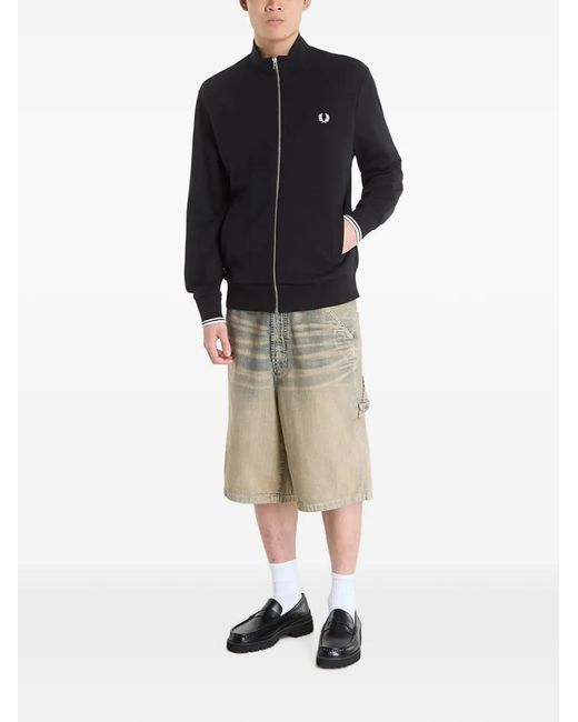 Fred Perry Black Zip-Through Sweater for men