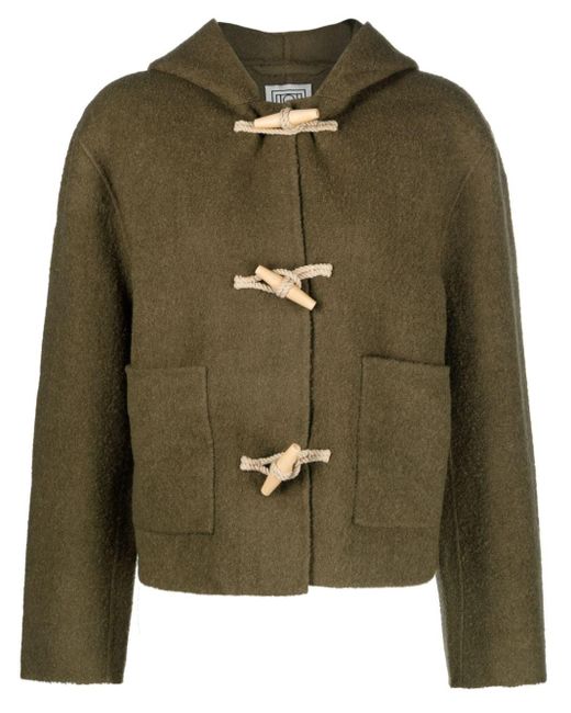 Totême Hooded Felted Duffle Coat in Green Lyst