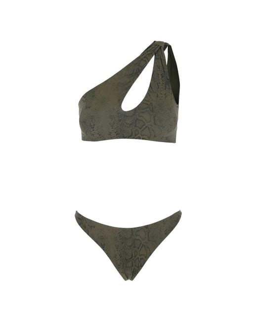 FEDERICA TOSI Metallic Python-Print Cut-Out Bikini