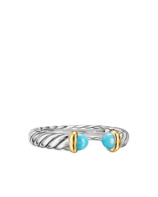 David Yurman White Sterling And 14K Petite Cable Ring