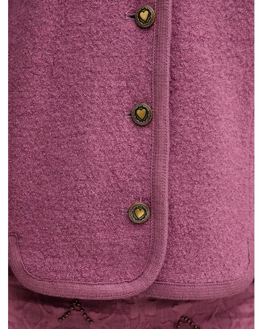 INTROPIA Purple Heart-Embellished Button-Down Jacket