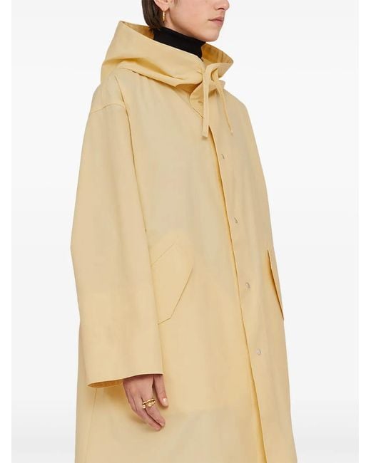 Jil Sander Natural Logo Print Drawstring Coat