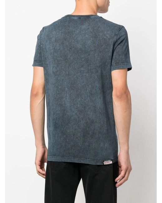 DIESEL Blue Slogan-Print Cotton T-Shirt for men