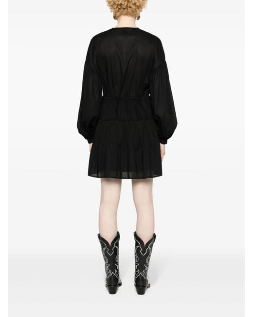 Pinko Black Fringed Flared Mini Dress