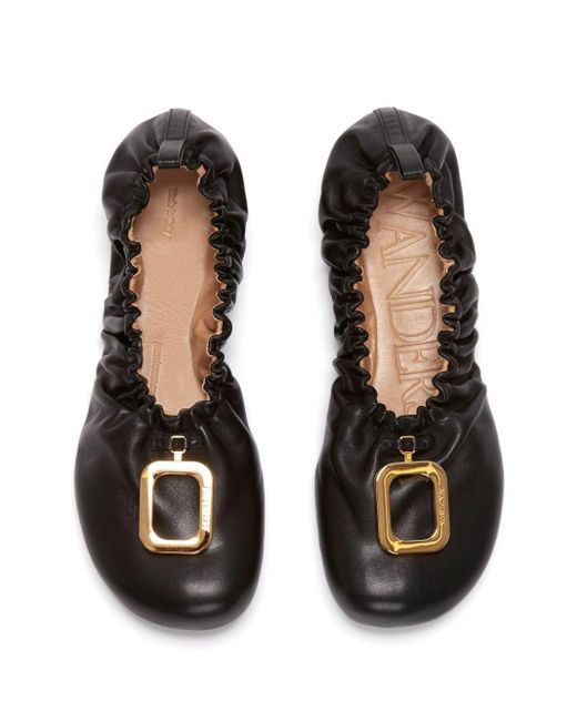 J.W. Anderson Black Decorative-buckle Leather Ballerina Shoes