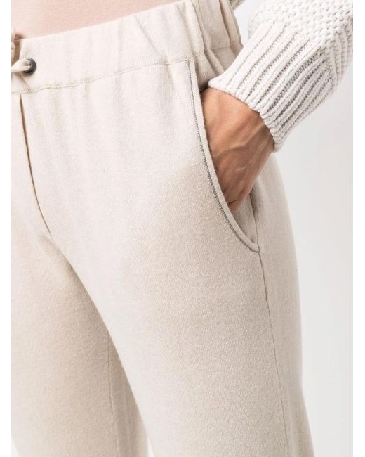 Brunello Cucinelli Natural Drawstring Cashmere Track Pants