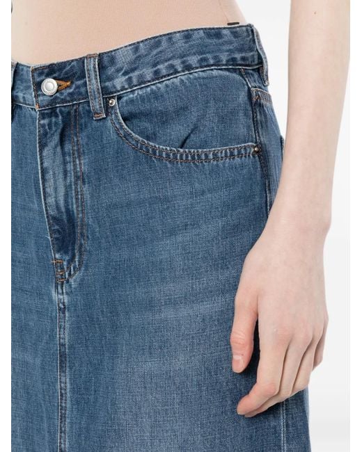 JNBY Blue A-Line Midi Denim Skirt