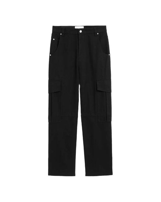 AMI Black Baggy-Fit Cargo Cotton Trousers for men