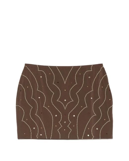 VENUJA Brown Crystal-Embellished Wavy-Pattern Beach Cover-Up