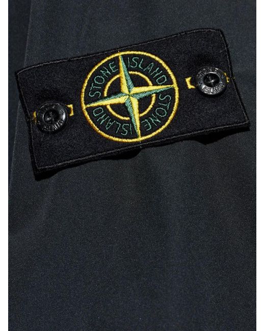 Stone Island Blue Logo-Patch Pocket Overshirt for men