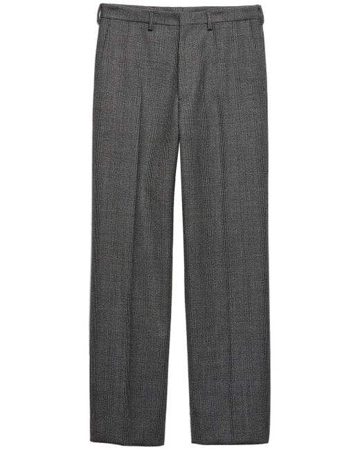 Prada Gray Houndstooth Wool Trousers for men