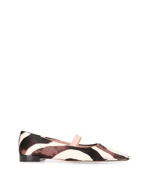 Tod's Natural Zebra-Print Pointed-Toe Ballet Flats