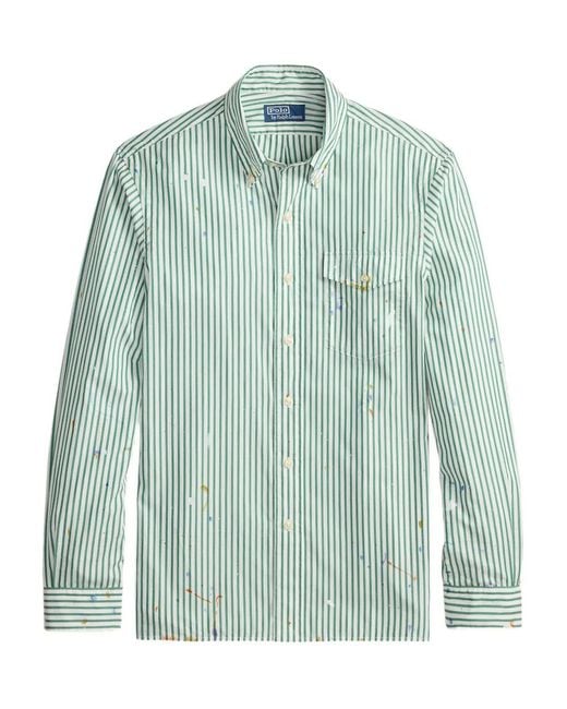 Polo Ralph Lauren Striped Long Sleeves Shirt in Green for Men | Lyst