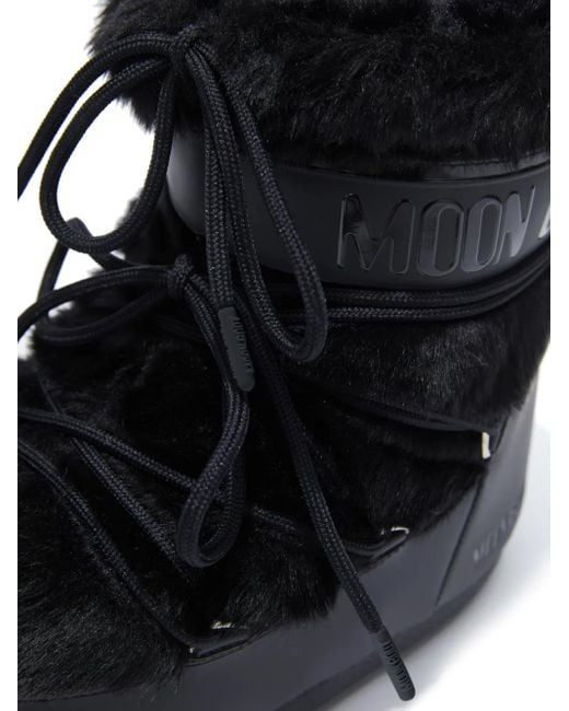 Moon Boot Black "Icon" Low Faux Fur Boot
