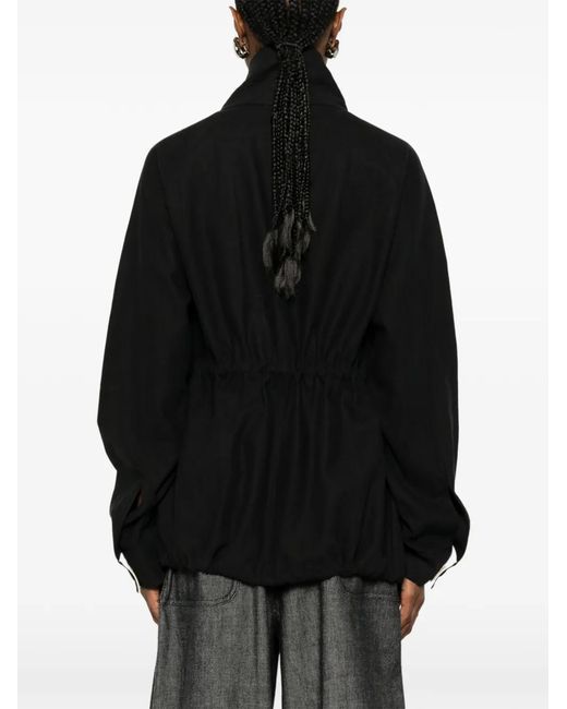 SOH Black Floral-Appliqué Drawstring Jacket