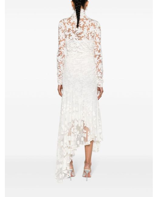 Philosophy Di Lorenzo Serafini White Floral-appliqué Asymmetric Maxi Dress