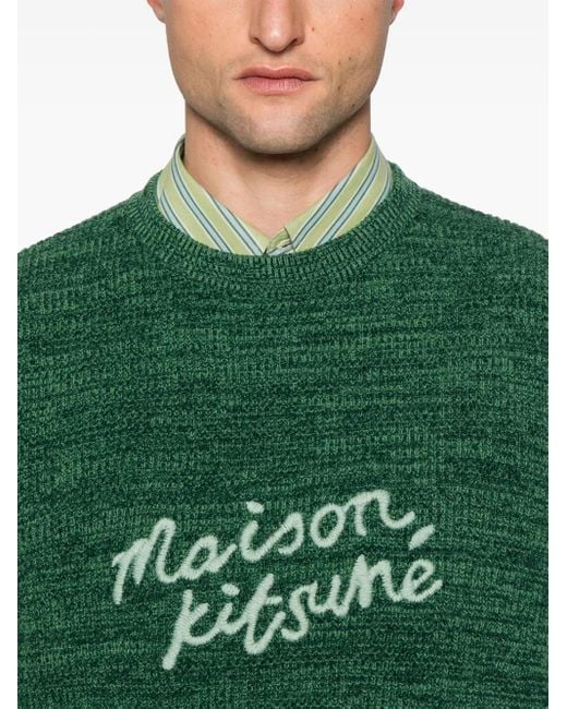 Maison Kitsuné Green Logo-Embroidered Sweater for men