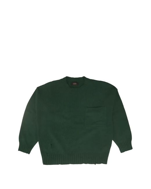 HTC Green Distressed-Effect Sweater for men
