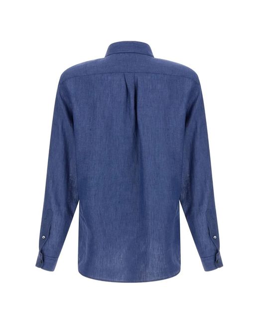 Riviera Blue Button-Down Linen Shirt for men