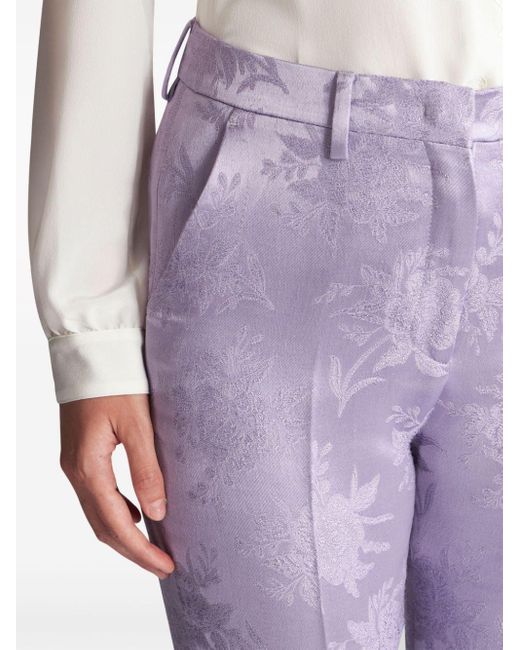 Pantalon court à fleurs en jacquard Etro en coloris Purple